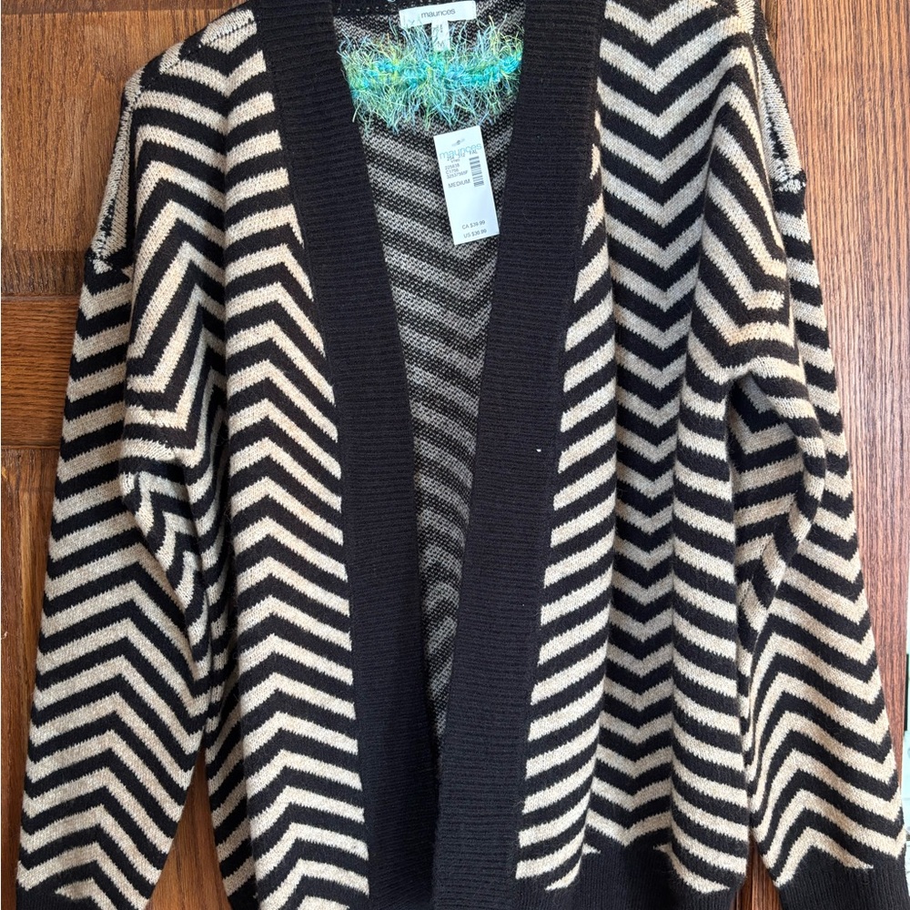 Black and Cream Chevron Women's Cardigan
